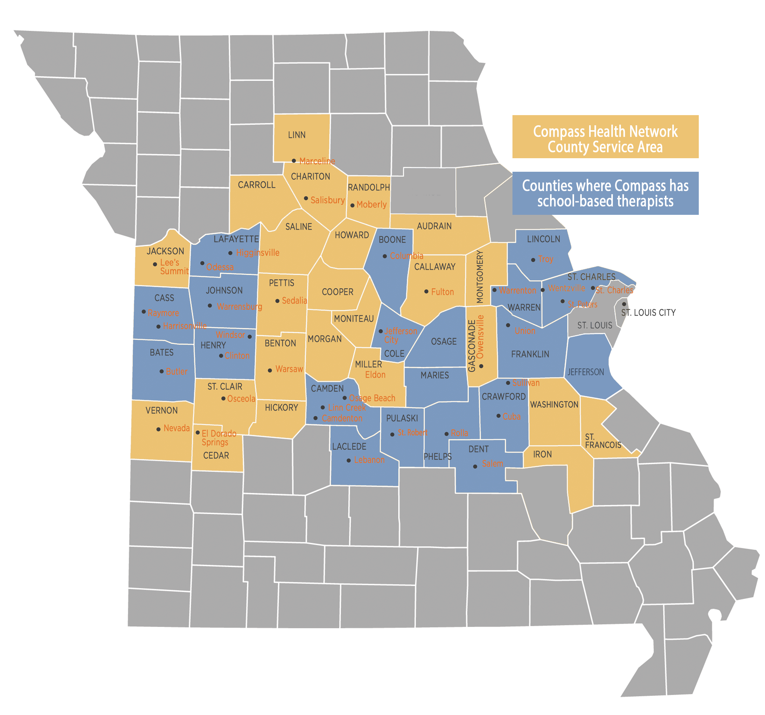 CHN School Based Therapist Map 2023 CHN School Based Therapist Map 2023